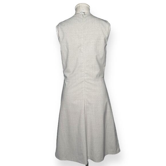 THEORY Wool A-Line Miyani Dress Stretch Split Neck Career Work Minimalist Gray 6 - Picture 7 of 13